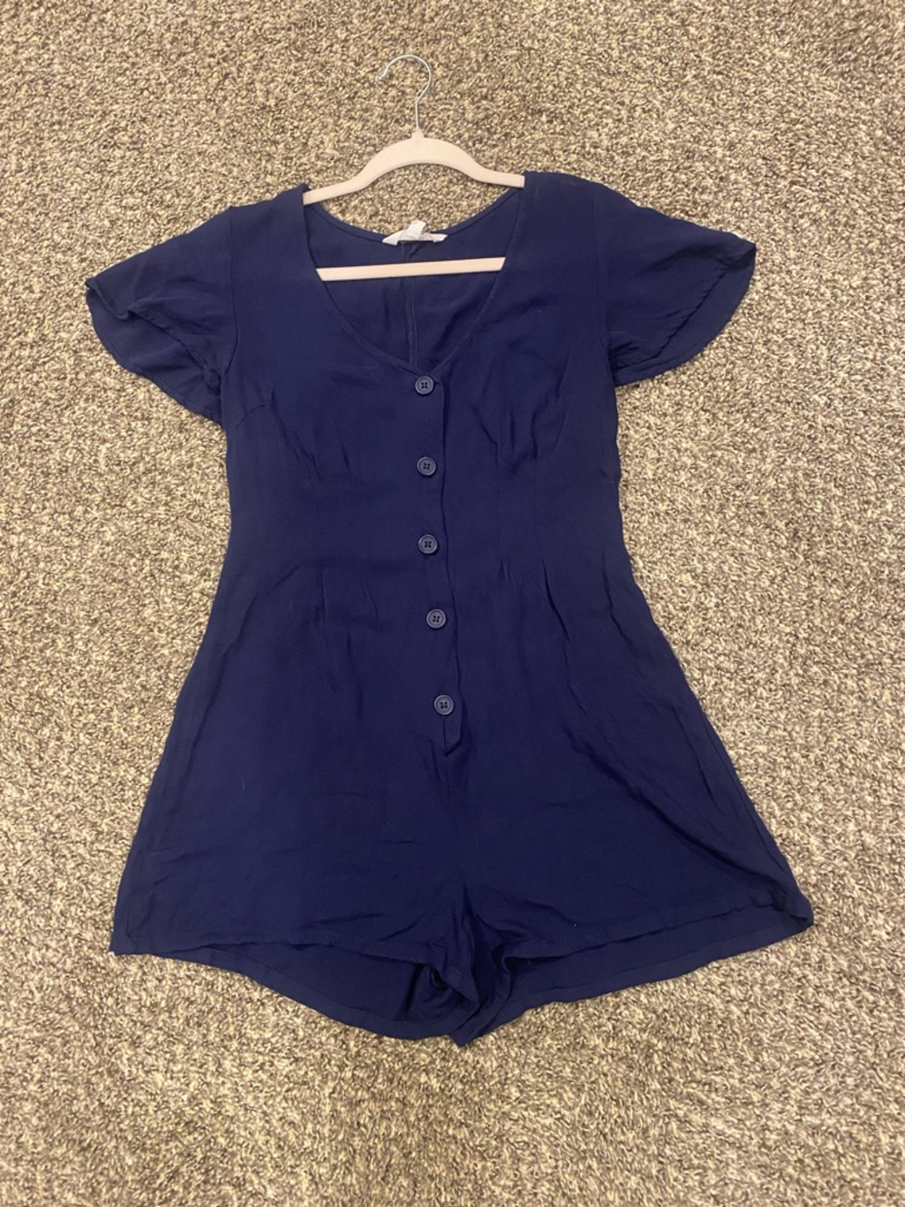 Steve Madden Navy Button-Front Short Sleeve Romper